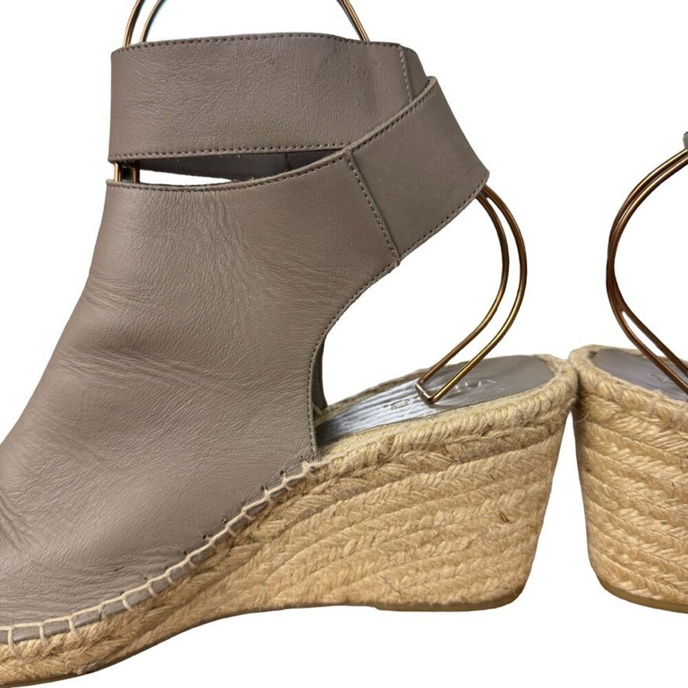 Vince Espadrille Wedge Leather Gray Ankle Strap Sandals Shoes Boho Resort sz 10 - Picture 4 of 16